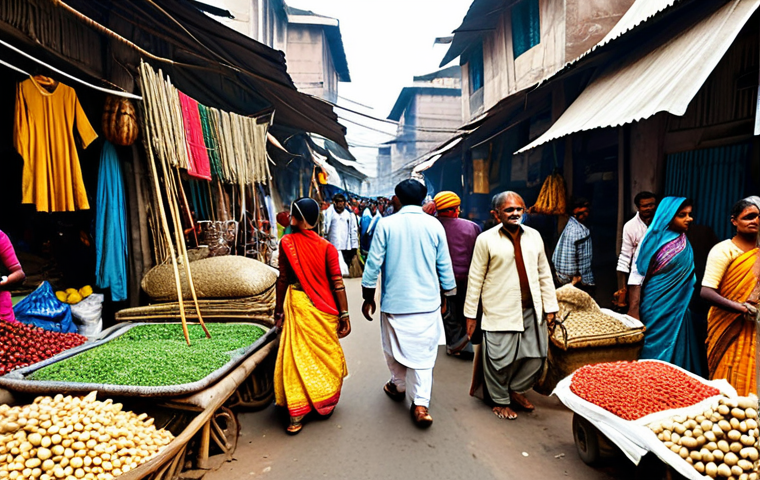 **

A bustling marketplace in India. Vendors are selling goods made from sustainable materials like bamboo and jute. Shoppers are carrying reusable bags. The scene emphasizes local production and eco-friendly practices. Everyone is fully clothed in modest, traditional Indian attire. Safe for work, appropriate content, professional quality, perfect anatomy, natural lighting.

**