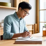 Home 13 에코디자인 프로토타입 제작 - **Prompt 1: Eco-Conscious Designer at Work**
"A bright, modern design studio bathed in soft natu...