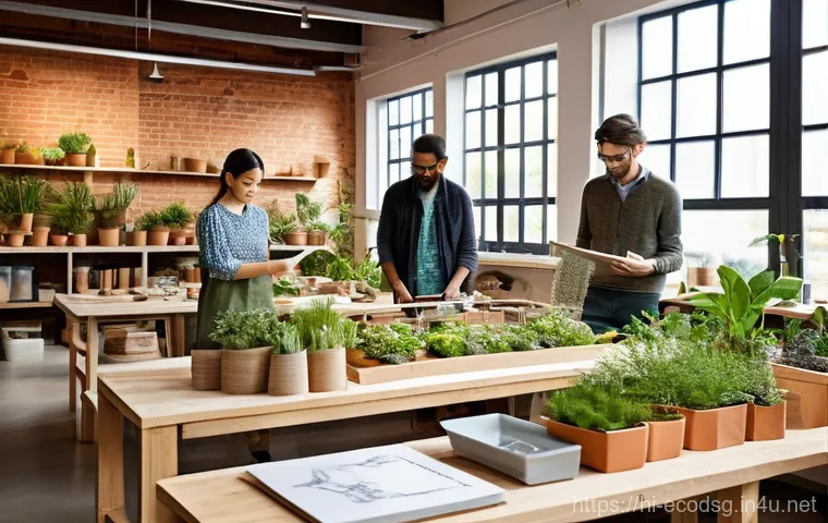 에코디자인 전문가 네트워킹 팁 - Image Prompt 1: Collaborative Eco-Design Workshop**